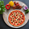 Pizza ’Nduja e Bufala mit kleinen Friarielli-Stückchen und San-Marzano-Tomatensoße