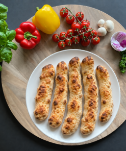 Fünf goldbraun gebackene Pizzastangen